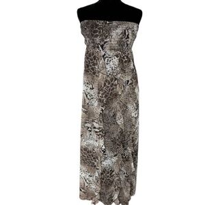 Bianca Nygard Snakeskin Long Lined Dress with Accent Long Ruffles Down F…